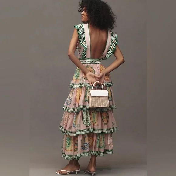 ALEMAIS PORCELAIN FRILL MIDI DRESS - Picture 12 of 12